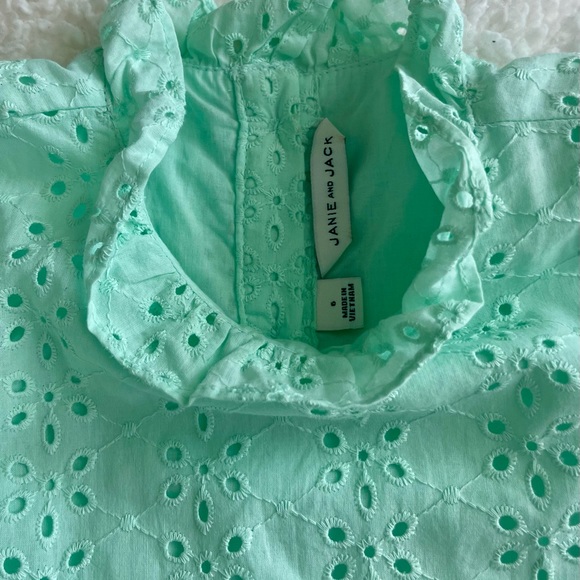Janie and Jack mint green flutter sleeve eyelet dress 6 - Picture 2 of 3